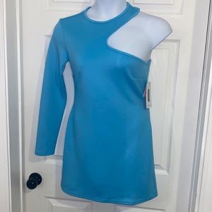 Shoedazzle Blue Asymmetrical Cutout Mini Dress NWT Size L